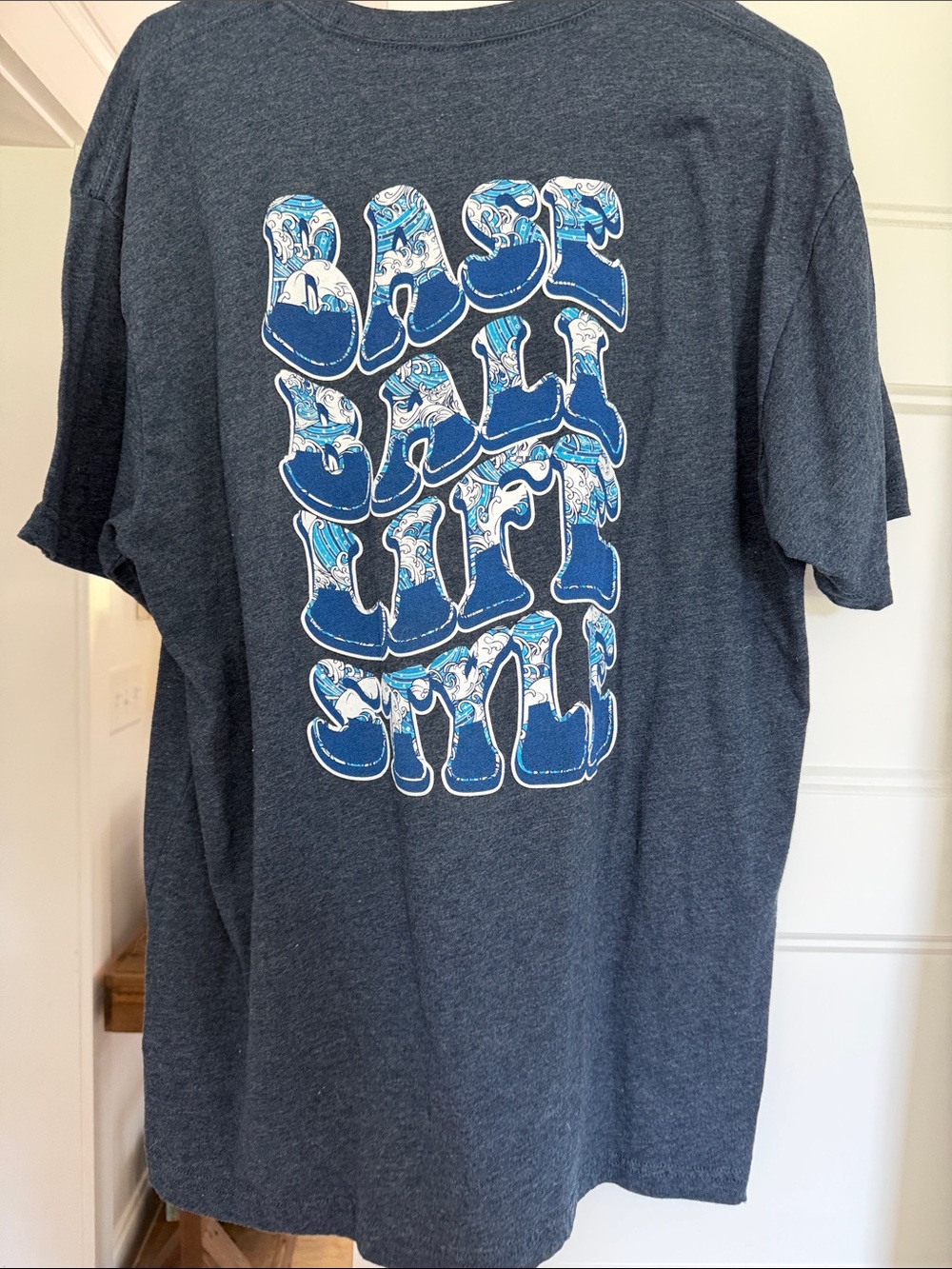 Mens XL bsbl101   Graphic Tee - heather Blue